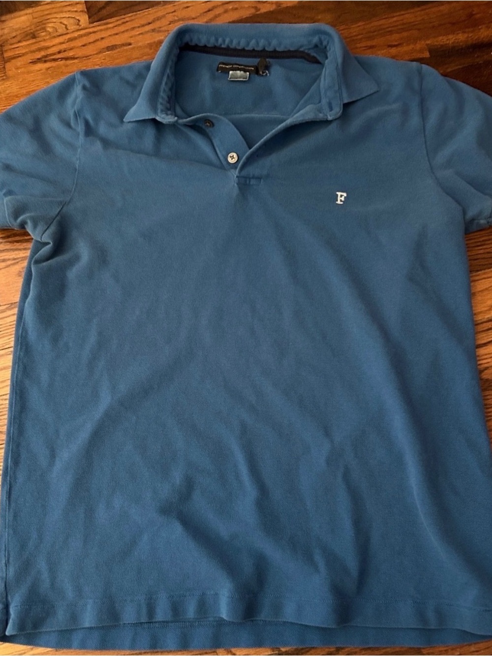 French Connection Men's Blue Polo Shirt with Subtle 'F' Logo